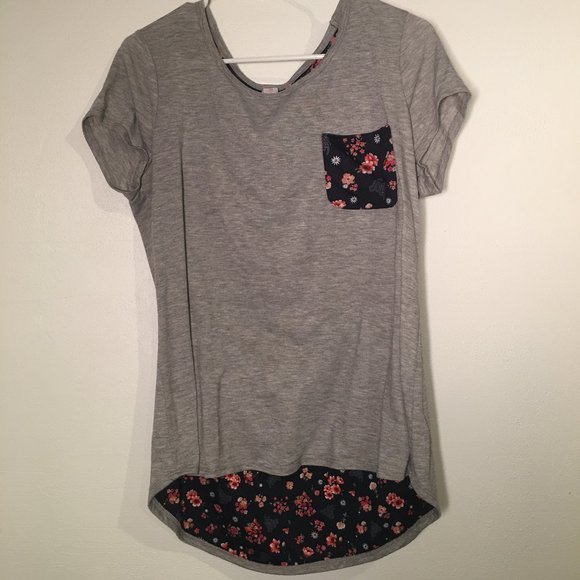 NOBO Tops - Grey and Floral Woman's Top, NoBo, Size XL (15-17)